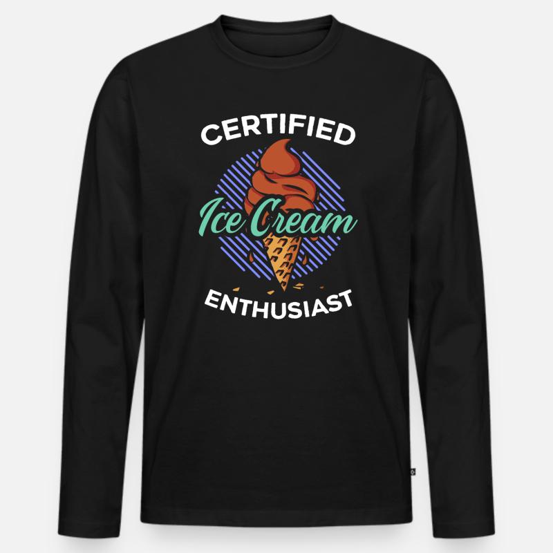 Zertifizierter Eiscreme-Enthusiast Eisbecher-Eis - Männer Premium Bio Langarmshirt - Schwarz