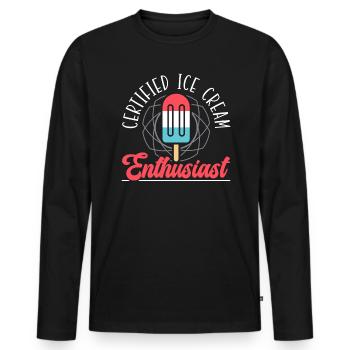 Passionné de crème glacée certifié Sundae Gelato - T-shirt manches longues Premium bio Homme - noir - Devant - Nico (187cm)