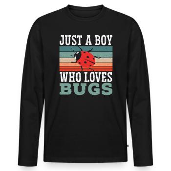 Just A Boy Who Loves Bugs Entomology Ladybug - Men's Premium Organic Long Sleeve Shirt - black - Front - Nico (187cm)