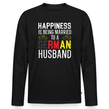 Mit einem deutschen Ehemann verheiratet sein Ehefrau Deutschland - Männer Premium Bio Langarmshirt - Schwarz - Vorne - Nico (187cm)