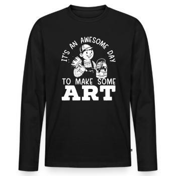 It's An Awesome Day To Make Art Teacher Painter - Men's Premium Organic Long Sleeve Shirt - black - Front - Nico (187cm)