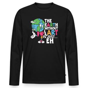 Die Erde ohne Kunst ist nur eh Kunstlehrer - Männer Premium Bio Langarmshirt - Schwarz - Vorne - Nico (187cm)