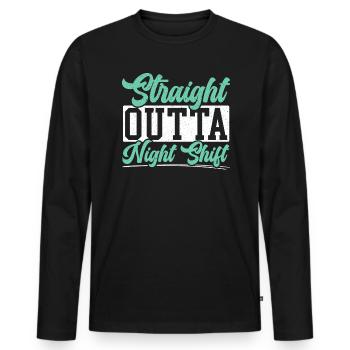 Travailleur posté de nuit au cimetière De l’équipe de nuit - T-shirt manches longues Premium bio Homme - noir - Devant - Nico (187cm)