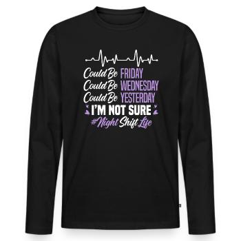 Vie de nuit Cimetière Travailleur posté Employé - T-shirt manches longues Premium bio Homme - noir - Devant - Nico (187cm)