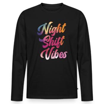 Night Shift Vibes Cimetière Travailleur posté Employé - T-shirt manches longues Premium bio Homme - noir - Devant - Nico (187cm)