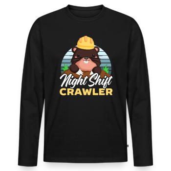 Employé de nuit sur chenilles cimetière - T-shirt manches longues Premium bio Homme - noir - Devant - Nico (187cm)