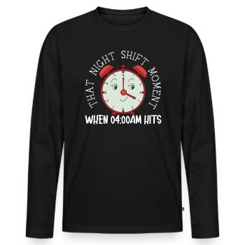 Cet employé de quart de nuit - T-shirt manches longues Premium bio Homme - noir - Devant - Nico (187cm)