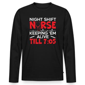 Night Shift Nurse Graveyard Shift Worker Employee - Men's Premium Organic Long Sleeve Shirt - black - Front - Nico (187cm)