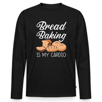 Brotbacken ist mein Cardio Baker Bake Bakery Brot - Männer Premium Bio Langarmshirt - Schwarz - Vorne - Nico (187cm)