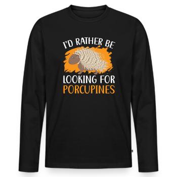 Ich würde lieber nach Stachelschweinen Nagetierwirbelsäule suchen - Männer Premium Bio Langarmshirt - Schwarz - Vorne - Nico (187cm)