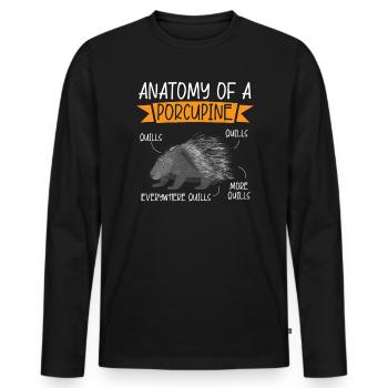 Anatomie eines Stachelschwein-Nagetier-Wirbelsäulentierliebhabers - Männer Premium Bio Langarmshirt - Schwarz - Vorne - Nico (187cm)