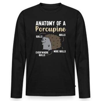Anatomie eines Stachelschwein-Nagetier-Wirbelsäulentierliebhabers - Männer Premium Bio Langarmshirt - Schwarz - Vorne - Nico (187cm)