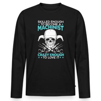 Zerspanungsmechaniker Maschinenhandwerker CNC-Hersteller - Männer Premium Bio Langarmshirt - Schwarz - Vorne - Nico (187cm)