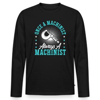 Une fois un machiniste toujours un machiniste CNC - T-shirt manches longues Premium bio Homme - noir - Devant - Nico (187cm)