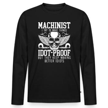 Machiniste Machine Artisan Fabricant CNC - T-shirt manches longues Premium bio Homme - noir - Devant - Nico (187cm)
