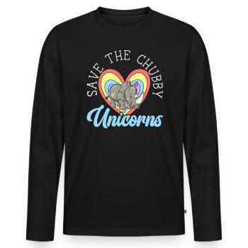 Rettet die pummeligen Einhörner Rhinocerus Wildlife - Männer Premium Bio Langarmshirt - Schwarz - Vorne - Nico (187cm)