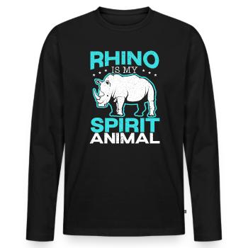 Nashorn ist mein Geistertier Nashorn Wildtier - Männer Premium Bio Langarmshirt - Schwarz - Vorne - Nico (187cm)