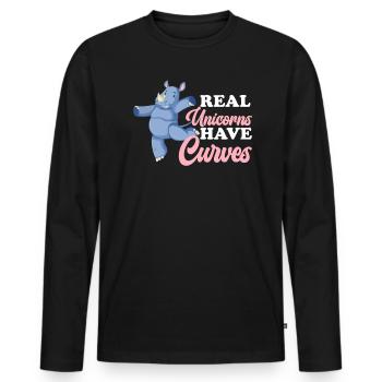 Real Unicorns Have Curves Rhinocerus Wildlife - Men's Premium Organic Long Sleeve Shirt - black - Front - Nico (187cm)