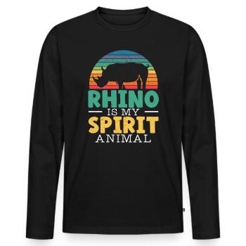 Nashorn ist mein Geistertier Nashorn Wildtier - Männer Premium Bio Langarmshirt - Schwarz - Vorne - Nico (187cm)