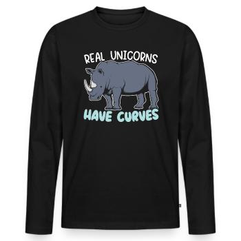 Real Unicorns Have Curves Rhinocerus Wildlife - Men's Premium Organic Long Sleeve Shirt - black - Front - Nico (187cm)