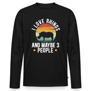 Ich liebe Nashörner und vielleicht 3 Personen Nashorn Tier - Männer Premium Bio Langarmshirt - Schwarz - Vorne - Nico (187cm)