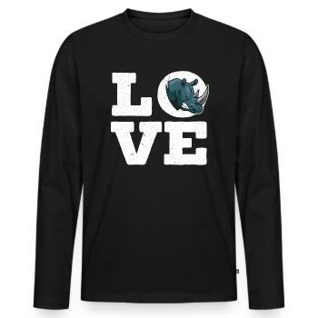 Liebe Nashorn Nashorn Wildtier Tier Pflanzenfresser - Männer Premium Bio Langarmshirt - Schwarz - Vorne - Nico (187cm)