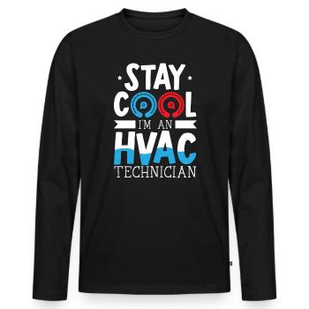 Restez au frais Je suis un technicien CVC Réparation de climatisation - T-shirt manches longues Premium bio Homme - noir - Devant - Nico (187cm)