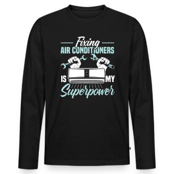 Réparer les climatiseurs est mon superpouvoir HVAC - T-shirt manches longues Premium bio Homme - noir - Devant - Nico (187cm)