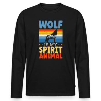 Wolf Is My Spirit Animal Wildlife Animal Zookeeper - Men's Premium Organic Long Sleeve Shirt - black - Front - Nico (187cm)