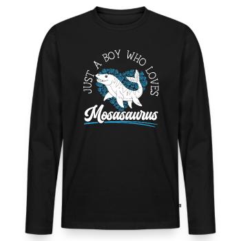Juste un garçon qui aime Mosasaurus Paléontologue - T-shirt manches longues Premium bio Homme - noir - Devant - Nico (187cm)