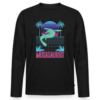 Mosasaurus Dino Futur paléontologue Dinosaure - T-shirt manches longues Premium bio Homme - noir - Devant - Nico (187cm)