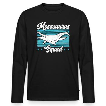 Mosasaurus Squad Dino Paléontologue Dinosaure - T-shirt manches longues Premium bio Homme - noir - Devant - Nico (187cm)