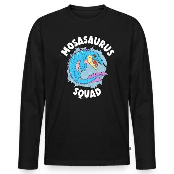 Mosasaurus Squad Dino Paléontologue Dinosaure - T-shirt manches longues Premium bio Homme - noir - Devant - Nico (187cm)