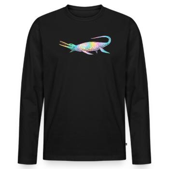 Mosasaurus Dino Futur paléontologue Dinosaure - T-shirt manches longues Premium bio Homme - noir - Devant - Nico (187cm)