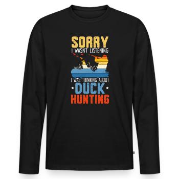 Penser à la chasse au canard Chasse à la sauvagine - T-shirt manches longues Premium bio Homme - noir - Devant - Nico (187cm)