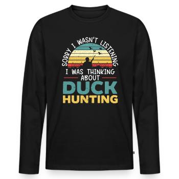 Penser à la chasse au canard Chasse à la sauvagine - T-shirt manches longues Premium bio Homme - noir - Devant - Nico (187cm)