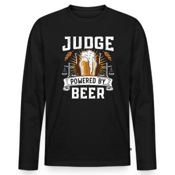Judge Powered By Beer Drinker Judge Lawyer Justice - Men's Premium Organic Long Sleeve Shirt - black - Front - Nico (187cm)