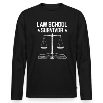 Survivant de la faculté de droit Avocat Avocat Justice - T-shirt manches longues Premium bio Homme - noir - Devant - Nico (187cm)