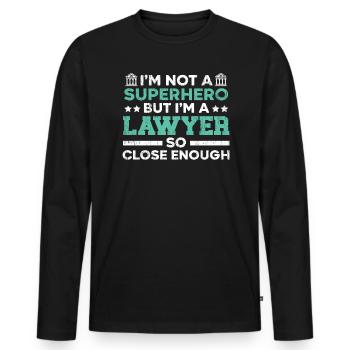 Je ne suis pas un super-héros mais je suis un avocat avocat - T-shirt manches longues Premium bio Homme - noir - Devant - Nico (187cm)