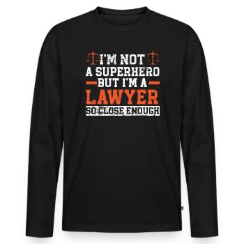 Je ne suis pas un super-héros mais je suis un avocat avocat - T-shirt manches longues Premium bio Homme - noir - Devant - Nico (187cm)