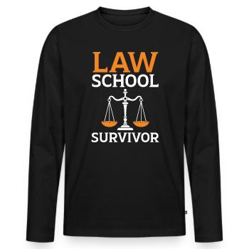 Survivant de la faculté de droit Avocat Avocat Justice - T-shirt manches longues Premium bio Homme - noir - Devant - Nico (187cm)