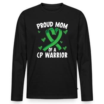 Proud Mom Of A CP Warrior Cerebral Palsy Mother - Men's Premium Organic Long Sleeve Shirt - black - Front - Nico (187cm)