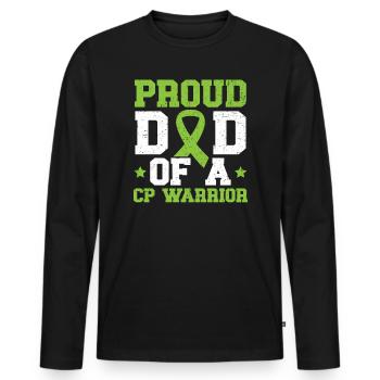 Proud Dad Of A CP Warrior Cerebral Palsy Father - Men's Premium Organic Long Sleeve Shirt - black - Front - Nico (187cm)