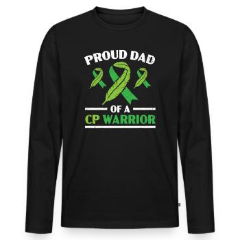 Proud Dad Of A CP Warrior Cerebral Palsy Father - Men's Premium Organic Long Sleeve Shirt - black - Front - Nico (187cm)