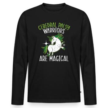 Zerebralparese-Krieger sind magische Einhorn-Liebhaber - Männer Premium Bio Langarmshirt - Schwarz - Vorne - Nico (187cm)