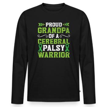 Proud Grandpa Of A Cerebral Palsy Warrior Gramps - Men's Premium Organic Long Sleeve Shirt - black - Front - Nico (187cm)
