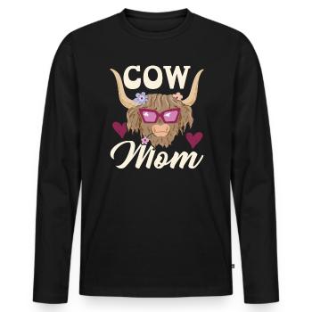 Cow Mom Heifer Cow Whisperer Cow Farming Farm - Men's Premium Organic Long Sleeve Shirt - black - Front - Nico (187cm)