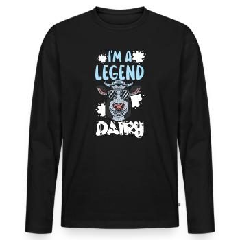 I'm A Legend Dairy Cow Whisperer Milk Farmer - Men's Premium Organic Long Sleeve Shirt - black - Front - Nico (187cm)