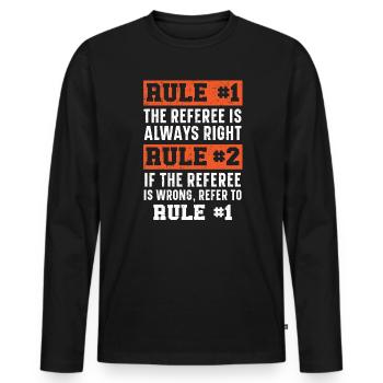 Proud Referee Game Official Sportsmanship Whistle - Men's Premium Organic Long Sleeve Shirt - black - Front - Nico (187cm)