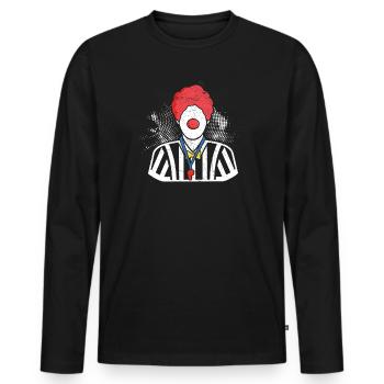Clown Arbitre Jeu Officiel Sportsmanship Whistle - T-shirt manches longues Premium bio Homme - noir - Devant - Nico (187cm)